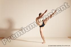 Underwear Gymnastic poses Man White Slim Bald Dancing Dynamic poses Academic